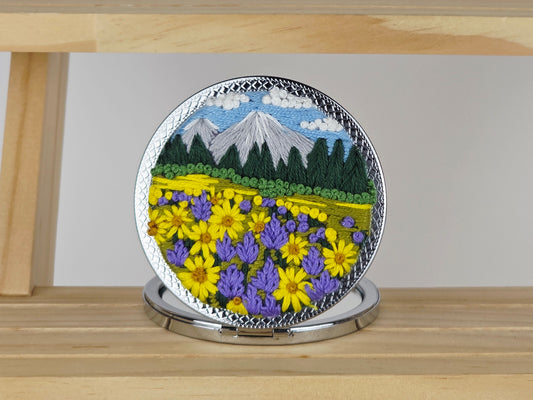 Artisan Compact Mirror - Alpine Meadow Bloom | Handmade by Lena Handicrafts