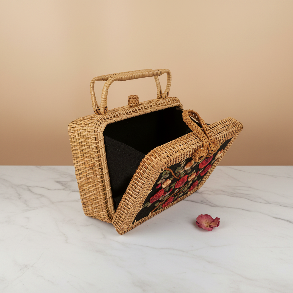 Bookcase Rattan Purse - Rose Garden - Interior Reveal