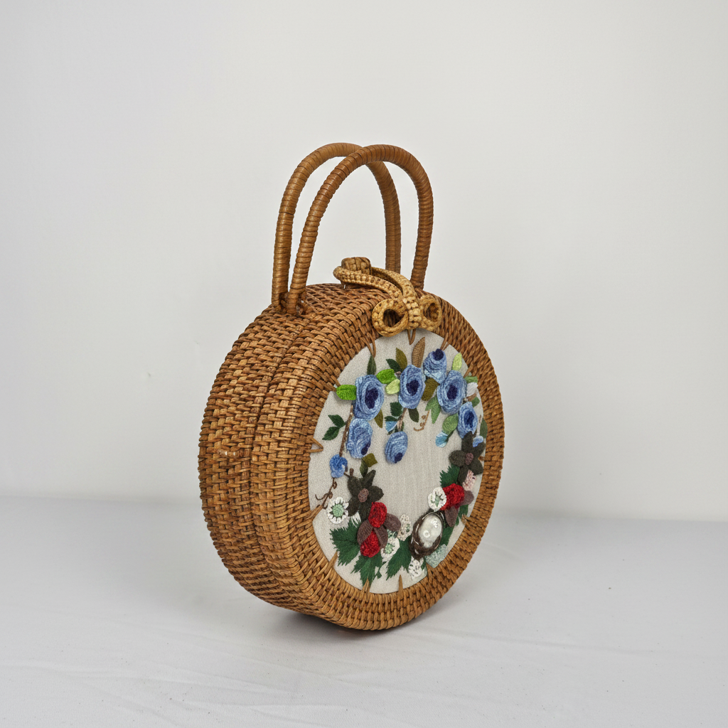 Circle Rattan Purse - Floral Nest Wreath - Studio 2