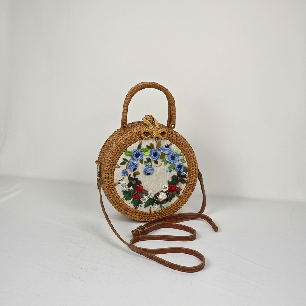 Circle Rattan Purse - Floral Nest Wreath - Studio 5