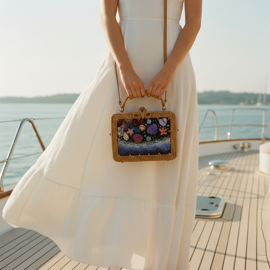 Bookcase Rattan Purse - Marine Life - Model Carry