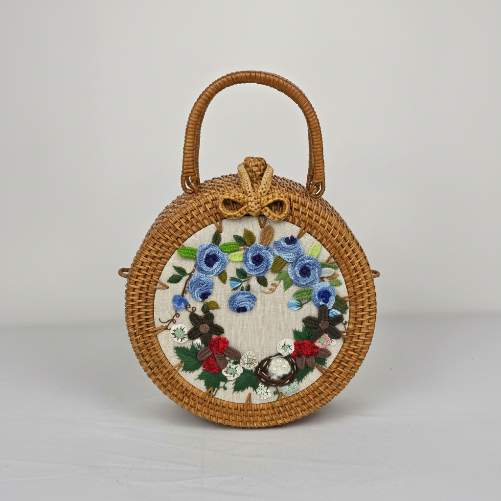 Circle Rattan Purse - Floral Nest Wreath - Studio 1
