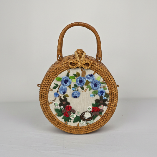 Circle Rattan Purse - Floral Nest Wreath - Studio 1