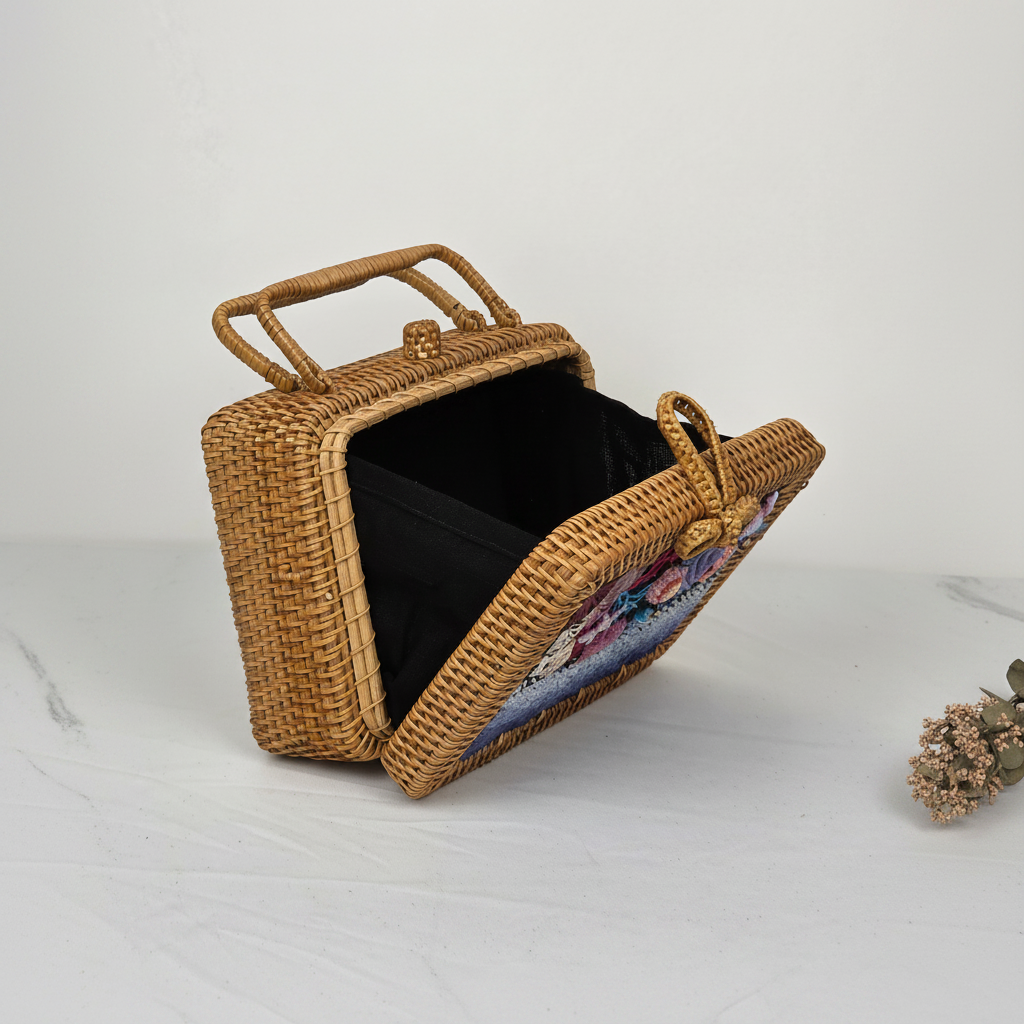 Bookcase Rattan Purse - Marine Life - Interior Reveal
