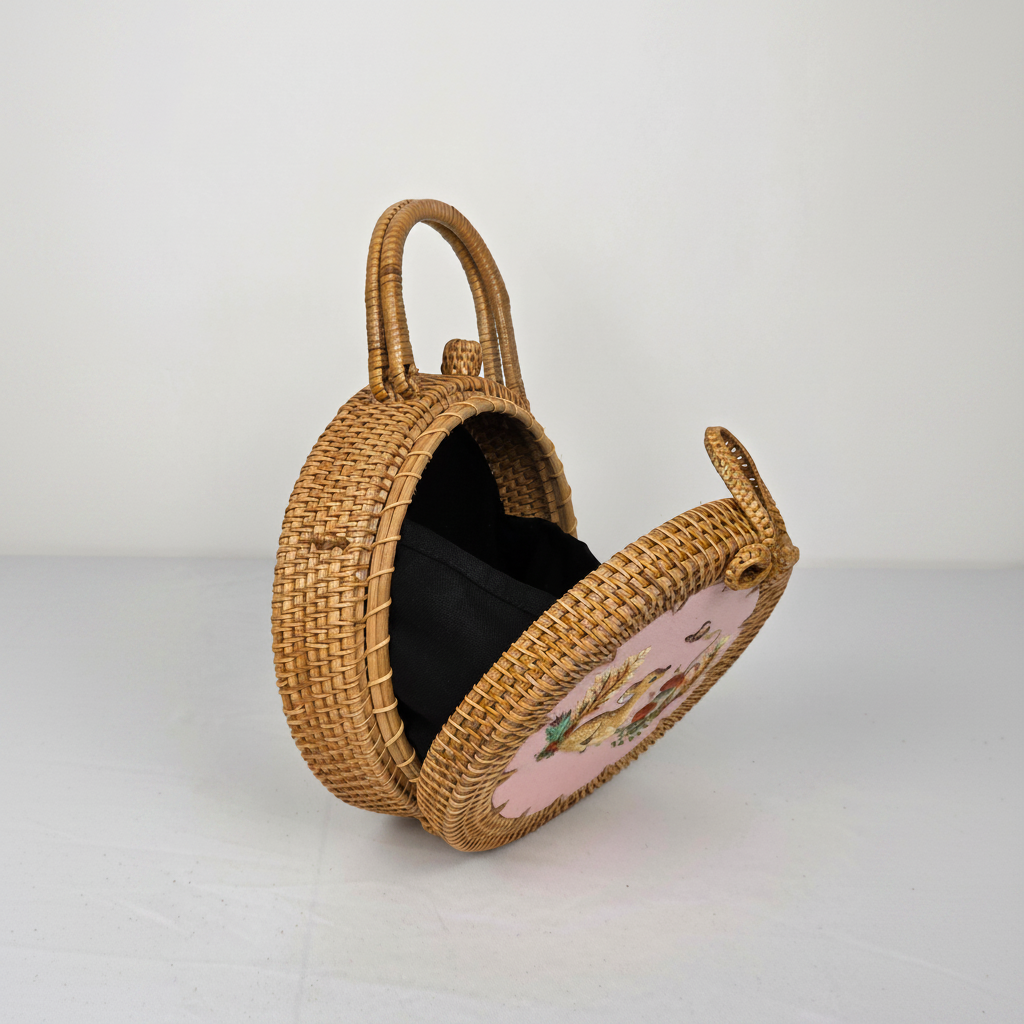 Circle Rattan Purse - Fawn in the Meadow - Studio 4