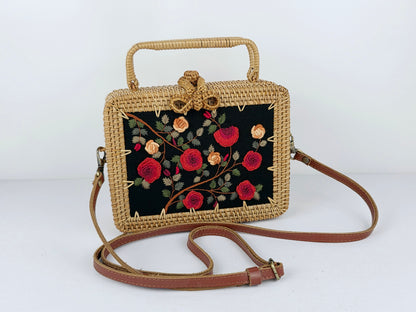 Rattan Purse w/ embroidery #1