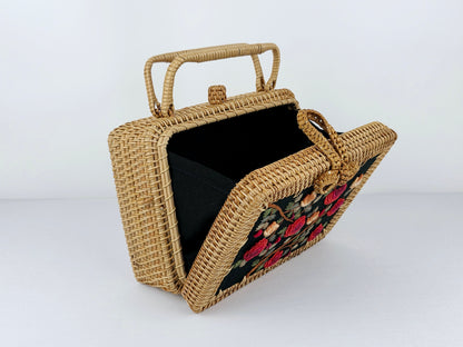 Rattan Purse w/ embroidery #1