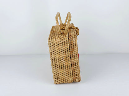 Rattan Purse w/ embroidery #1