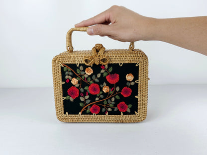 Rattan Purse w/ embroidery #1