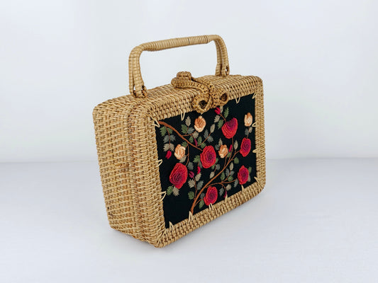 Rattan Purse w/ embroidery #1