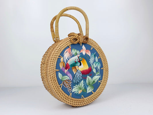 Rattan Purse w/ embroidery #3