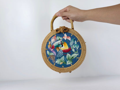 Rattan Purse w/ embroidery #3