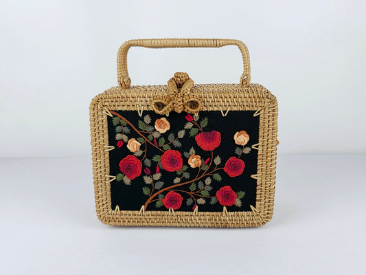 Rattan Purse w/ embroidery #1